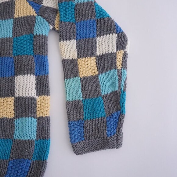 Vintage Christopher & Banks Grey Blue Checkered Button Up Cottagecore Cardigan M - Picture 5 of 12